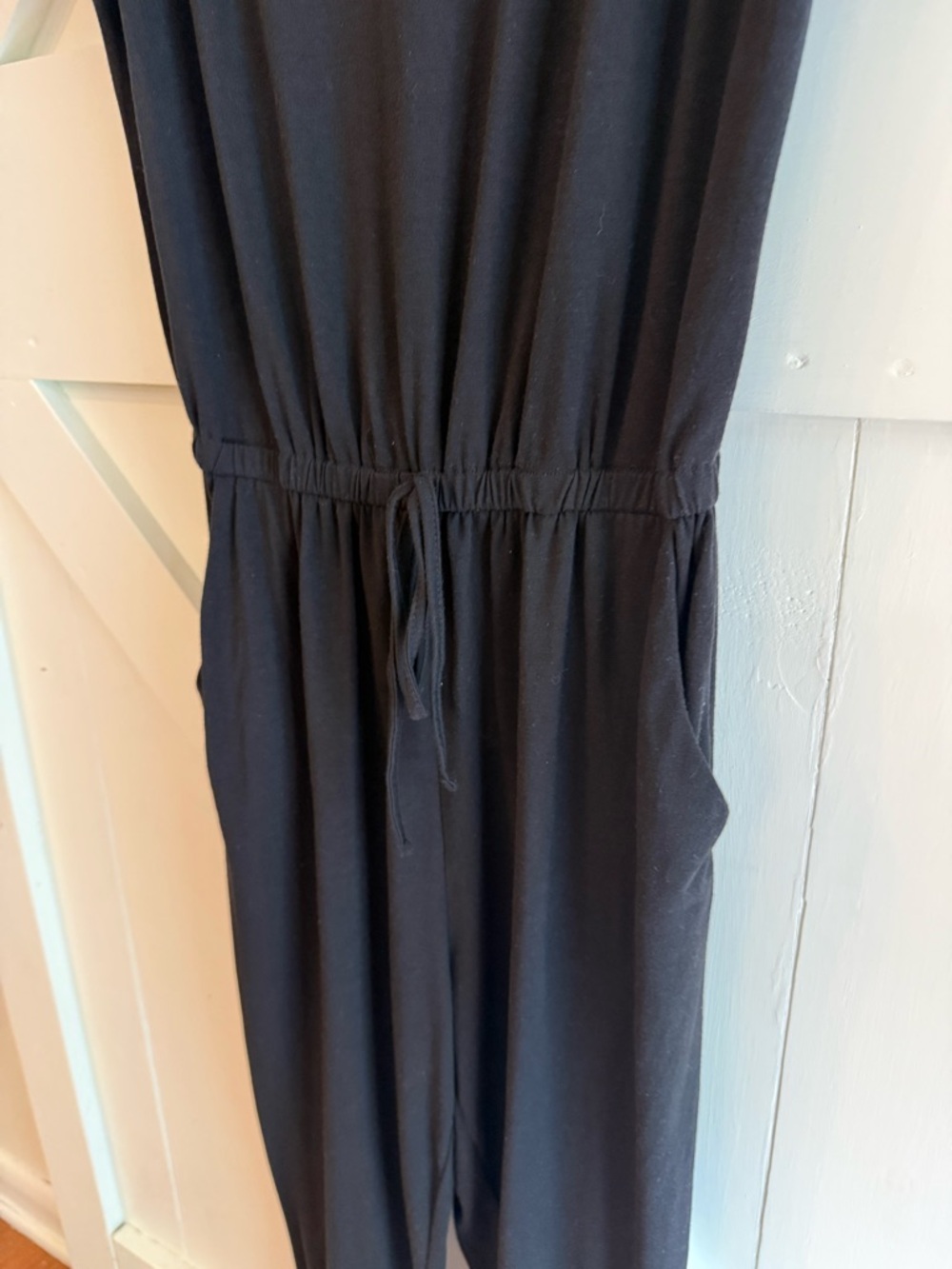 PrettyGarden Black Short Sleeve Jogger Jumpsuit Romper Large Drawstring Waist - Picture 6 of 10